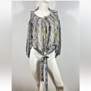 New Olivaceous S Women’s Animal Print Off The Shoulder Casual Tunic Top Smocked